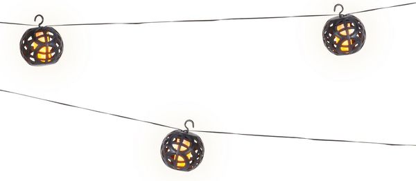 Lumineo LED Solarleuchte, Flacker Effekt, warmweiß, LED Solar Lichterkette Kugeln Flammeneffekt 1,75m Kunststoff Warmweiß