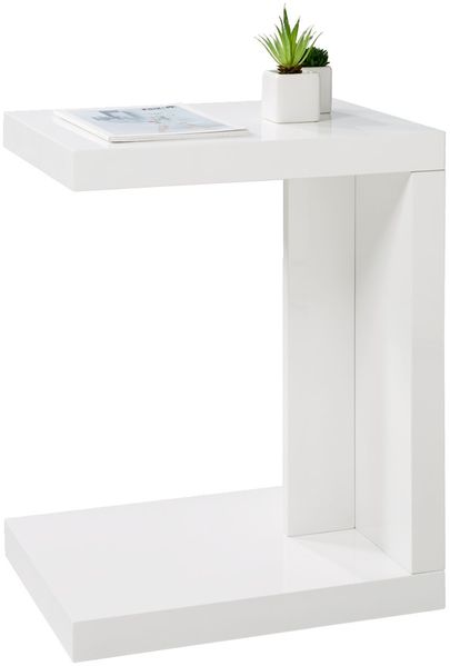 XORA 'ZERO' Beistelltisch, MDF Weiß hochglanz, 40 x 50 x 30 cm, 10 kg belastbar