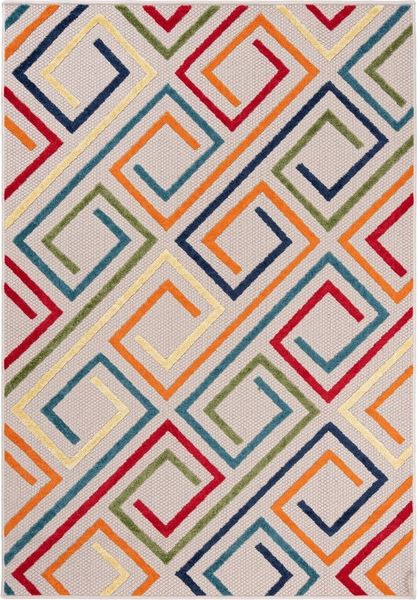Mazovia Designteppich In- & Outdoor Teppich Wetterfest & UV-beständig Balkon - Bunt, 80x200 cm, Höhe 6 mm, Kurzflor, Weich, Pflegeleicht, Flachgewebe