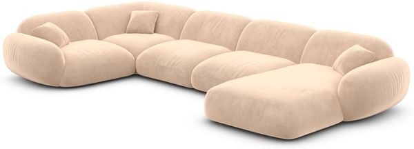 XL Samtstoff Wohnlandschaft Alcazar - Samtstoff - beige - Rechts