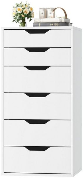 Homfa Kommode Schubladenschrank, Schubladenkommode, Aktenschrank, mit 6 Schubladen, 45x40x90,5 cm, Weiß