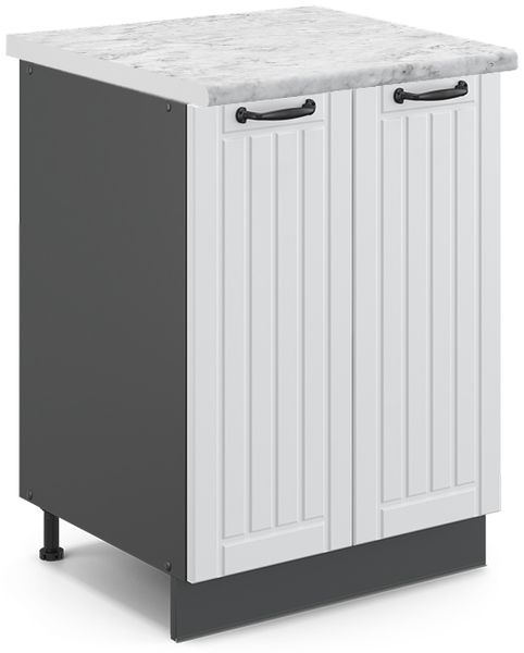 Küchenunterschrank Fame-Line Weiß Landhaus 60 cm , AP Marmor Vicco