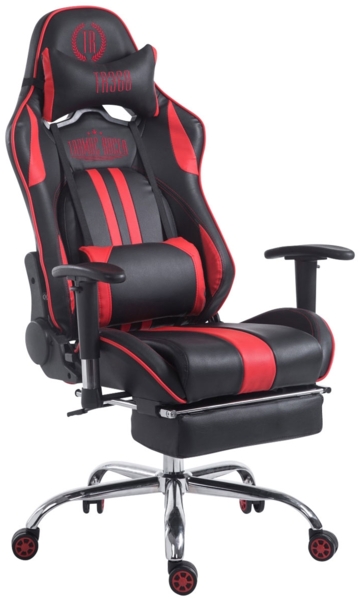 CLP Racing Gaming Bürostuhl Limit V2 Kunstleder höhenverstellbar und drehbar,schwarz/rot mit Fußablage