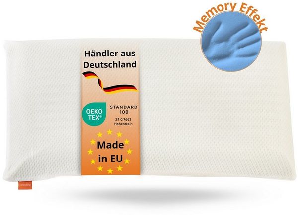 sleepling Kopfkissen orthopädisches Nackenstützkissen, Bezug: Polyester, Rückenschläfer, Seitenschläfer, viscoelastisches Kopfkissen, Memory Foam, waschbar, ÖKOTEX, 40 x 80 cm
