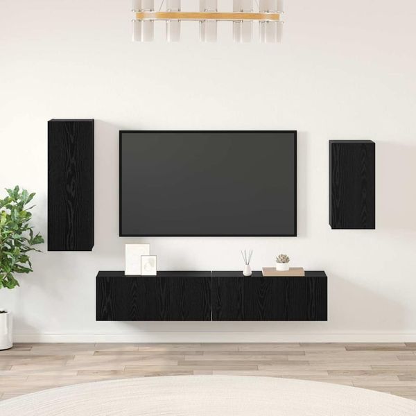 vidaXL TV-Schrankset 4 pcs Schwarz Eichen-Optik Holzwerkstoff 3393415