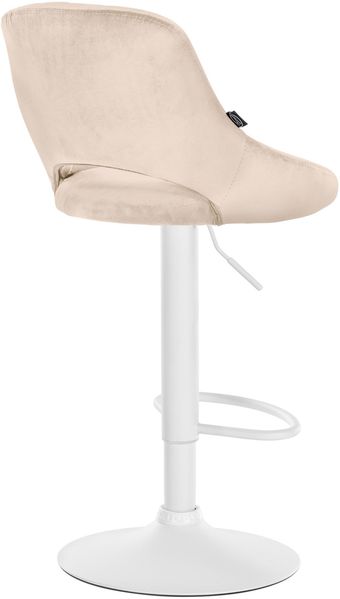 CLP 2er Set Barhocker Milet Samtbezug höhenverstellbar drehbar mit Rückenlehnen,creme Metall matt weiss Bild 6