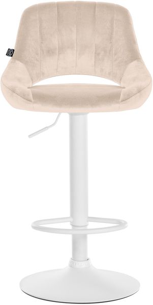 CLP 2er Set Barhocker Milet Samtbezug höhenverstellbar drehbar mit Rückenlehnen,creme Metall matt weiss Bild 4