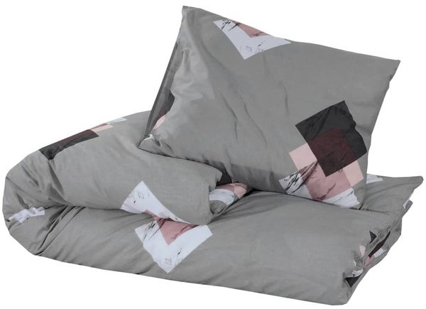 vidaXL Bettwäsche-Set, Baumwolle grau / rosa, 200x200 cm Bild 3