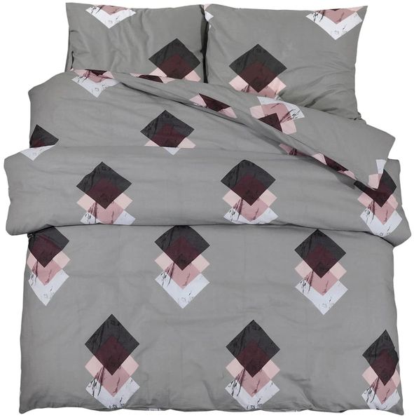 vidaXL Bettwäsche-Set, Baumwolle grau / rosa, 200x200 cm Bild 2
