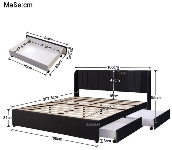 HAUSS SPOLE Polsterbett Doppelbett Polsterbett Funktionsbett Bettrahmen Holzbett Bild 4