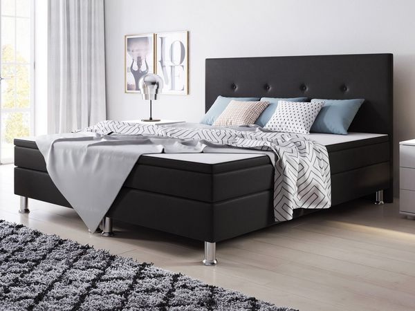 inter Boxspringbett Jump 180x200 Webstoff (Komplett-Set mit Matratze und Topper, 7-Zonen Taschenfederkernmatratze H3 inkl. Topper), SOFORT LIEFERBAR