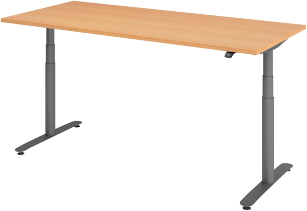 bümö elektrisch höhenverstellbarer Schreibtisch 180x80 cm mit Memory, Bluetooth & App-Steuerung - Schreibtisch höhenverstellbar elektrisch , elektrischer Schreibtisch Buche, Gestell graphit, XDLR-19-6-G
