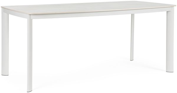 Gartenesstisch Arocal aus Aluminium und Stein, modern, weiß, 180x90 cm, für 4–6 Personen
