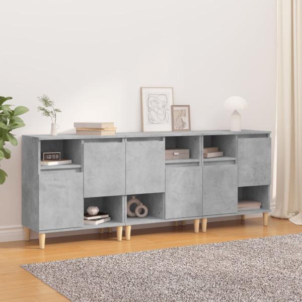 vidaXL Sideboards 3 Stk. Betongrau 60x35x70 cm Holzwerkstoff 3185739