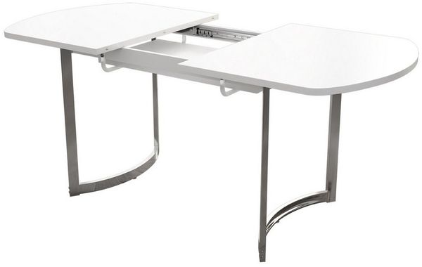 KLAM HOME Esstisch Ausziehbarer Esstisch 140/180x80 cm, ausziehbare Länge 180 cm (versilberte Metallbeine, moderner Stil, hochfeste Legierungshalterung), geeignet für 4–6 Personen, weiße + versilberte Tischbeine