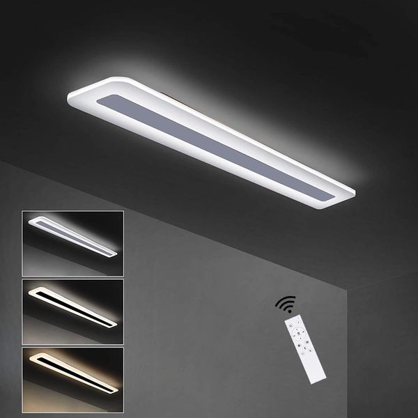 ZMH Dimmbare LED-Deckenleuchte mit Fernbedienung, 60 cm, 23 W, für Büro, Flur, modern, Wohnzimmer, weiß, für Schlafzimmer, Küche, Arbeitszimmer