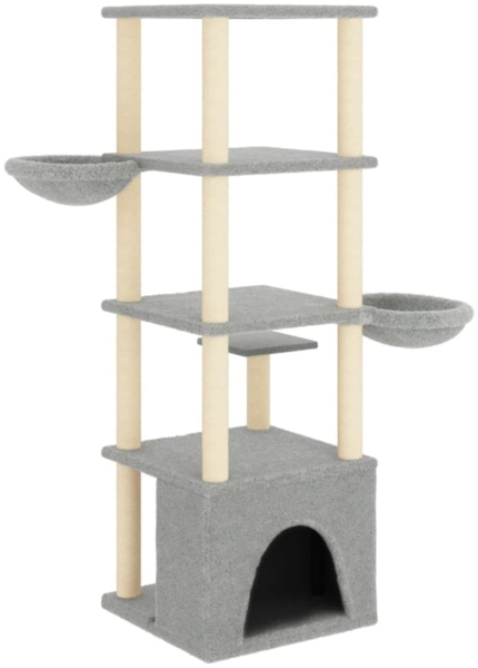 vidaXL Kratzbaum mit Sisal-Kratzsäulen Hellgrau 147 cm 171781 Bild 4