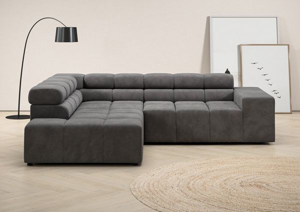 INOSIGN Ecksofa Ancona, incl. Kopfteilverstellung + 3 Zierkissen, L-Form, bequem, wahlweise motorische Sitztiefenverstellung, B/T(H: 249/215/70 cm