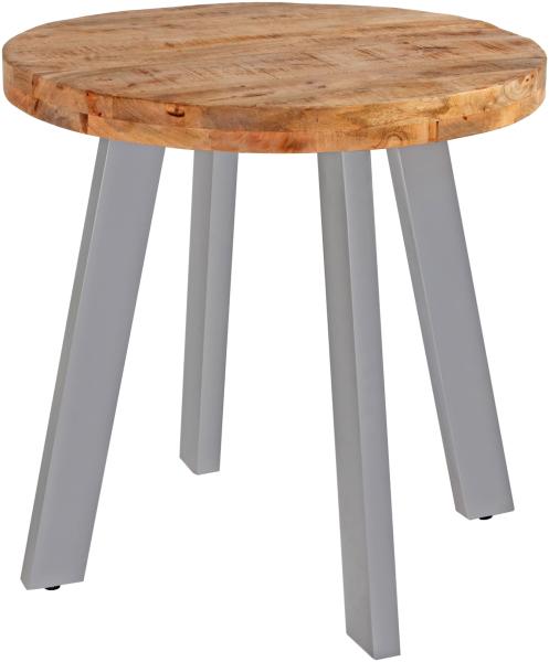 Esszimmertisch rund 100 cm Mangoholz naturfarben silber Adelina 76588438