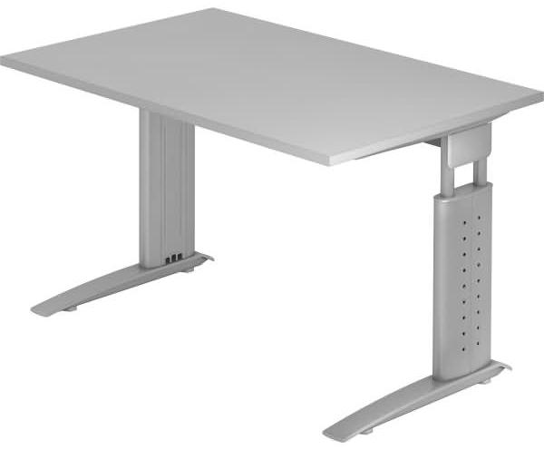 Schreibtisch US12 C-Fuß 120x80cm Grau Gestellfarbe: Silber