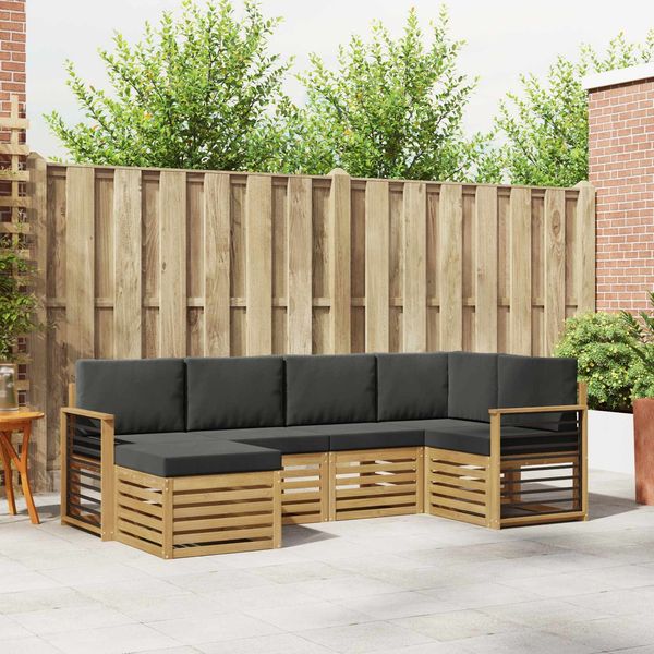 vidaXL Outdoor-Sofagarnitur 6 pcs Weiß und Anthrazit Polyester 3392127