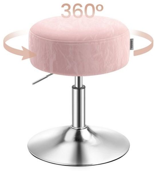 Schminkhocker, Schminkstuhl, Sitzhocker, höhenverstellbar, 360° drehbar, PU, dicke Polsterung, für Schlafzimmer, Küche, Esszimmer, pastellrosa Bild 3