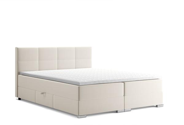 MEBLINI Boxspringbett ELIZABETH 140x200 cm mit Bettkasten - H3B/Creme Samt Polsterbett - Doppelbett mit Topper & Bonellfederkern-Matratze Bild 2