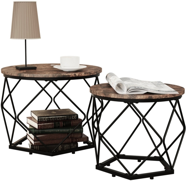 VCM Beistelltisch & Couchtisch Helaro 920387 Eiche Vintage H. 40 x B. 50 x T. 50 cm