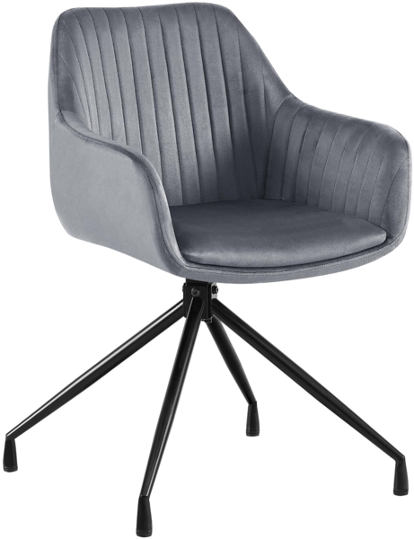 CLP Esszimmerstuhl Welby I Samt- oder Kunstlederbezug | 180° drehbar,dunkelgrau Samt