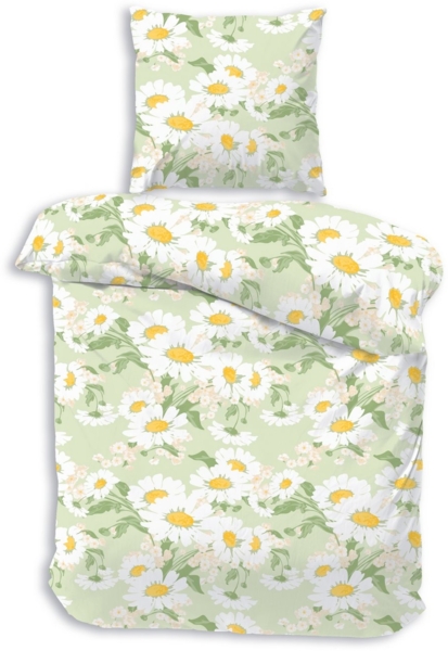 Träumschön Bettwäsche Premium Set 135x200 oder 155x220 aus 100% Baumwolle - Blumen Muster, Baumwolle, 2 teilig, mit Reißverschluss, luftig und leichte Sommerbettwäsche