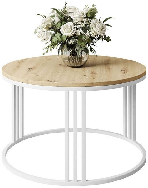Lookway Couchtisch LORI LOFT mit Tischplatte in Holzdekor (1xCouchtisch), Durchmesser: ⌀70 cm