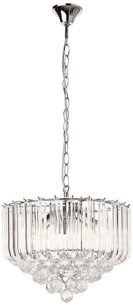 LED Hängeleuchte, Kristalle, 4-Flammig, klar, verchromt, D 35 cm