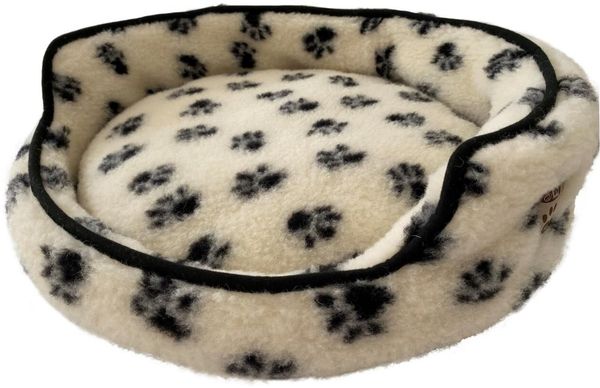 Hundebett Duo Merinowolle Ø 40 cm Farbe: Schwarz/Weiß