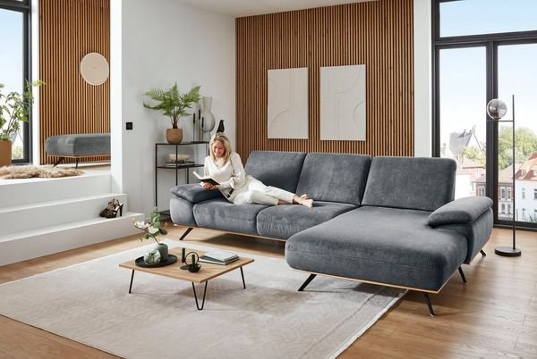 Die PlanBar Ecksofa ZE-EM18063, Breite 322 cm, 2 Teile, wahlweise mit Sitztiefen- und Armteilverstellung