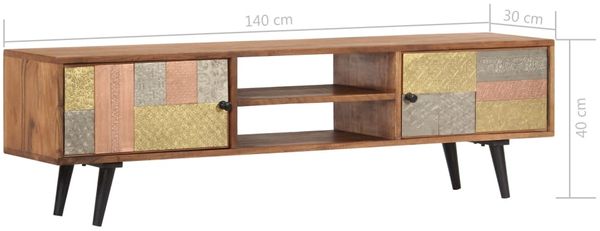 TV-Schrank, TV-Lowboard 140x30x40 cm Massivholz Akazie Bild 8