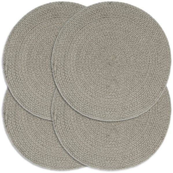 vidaXL Tischsets 4 Stk. Grau 38 cm Rund Baumwolle 133848