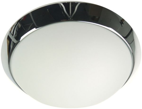 LED Deckenleuchte / Deckenschale rund, Opalglas matt, Dekorring Chrom, Ø 35cm