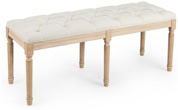 COSTWAY Polsterbank, Sitzbank gepolstert, 120cm mit Gummibaumholzbeinen