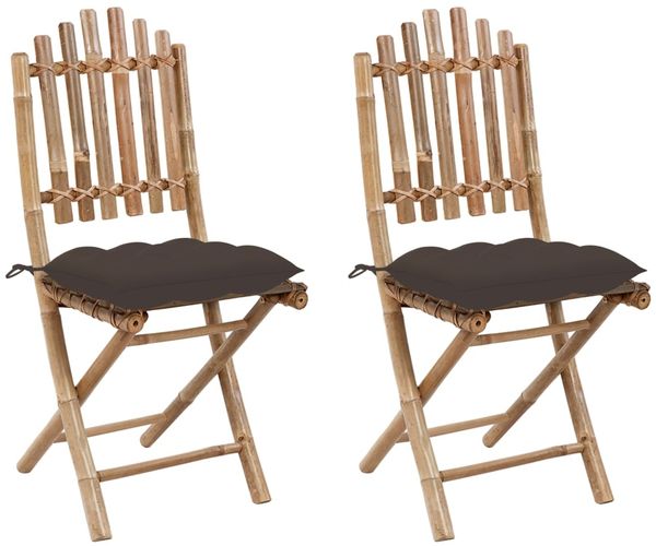 vidaXL Klappbare Gartenstühle 2 Stk. mit Kissen Bambus 3064010