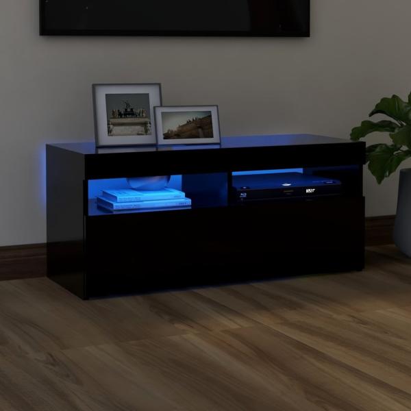 vidaXL TV-Schrank mit LED-Leuchten Schwarz 90x35x40 cm 804383