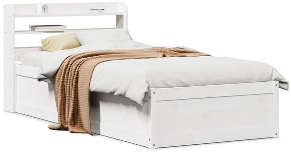 vidaXL Massivholzbett mit Kopfteil Weiß 75x190 cm Kiefer 3307108