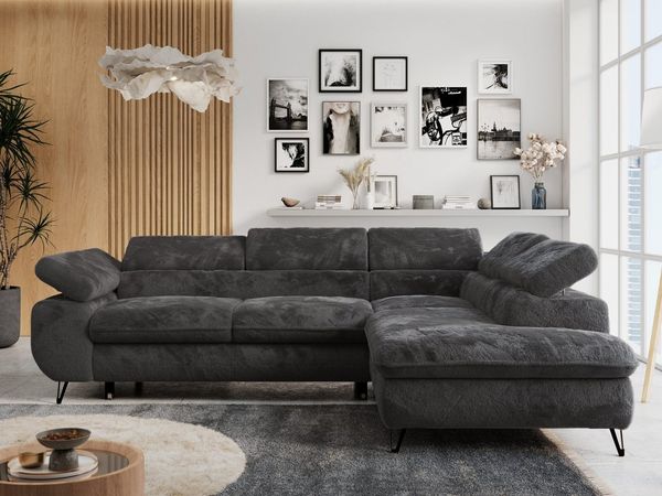 MKS MÖBEL Ecksofa PETER L, Set, Ecksofa L-form, HR35-Schaum, Wellenfederkern, Bettfunktion, Einstellbare Kopfstützen, Bettkasten