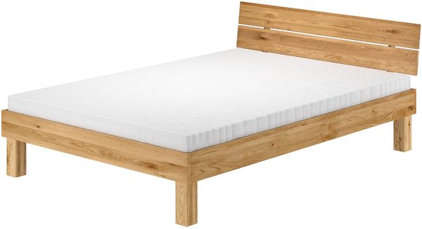 Zeitloses Ehebett Doppelbett Holzbett 160x200 Eiche massiv geölt V-60.88-16Rollrost und Matratze inkl.
