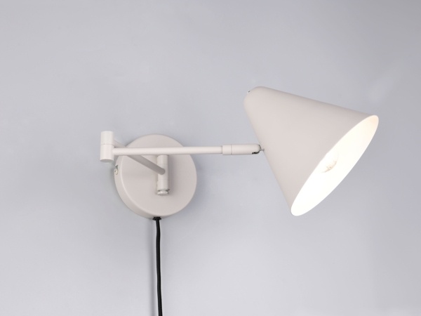 LED Wandleuchte mit Stecker, Schalter und Schwenkarm, Hellgrau, Höhe 16cm