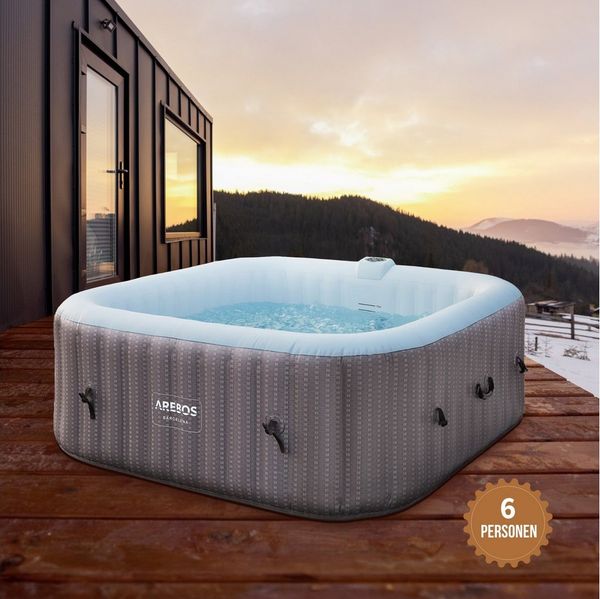 Arebos Whirlpool FLORENCE & BARECELONA Aufblasbar 4 oder 6 Personen mit 100/130 Düsen, (Komplett-Set), für Outdoor & Indoor