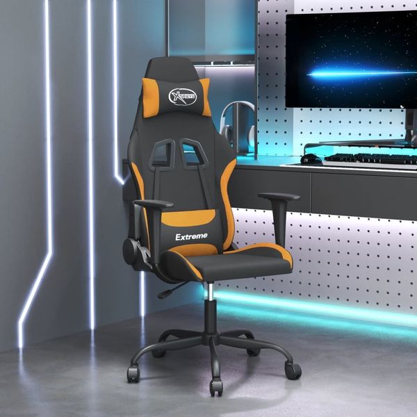 Gamingstuhl Drehbar Schwarz und Dunkelgelb Stoff