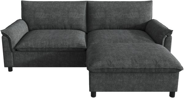 Merax Modulares Cloud-Sectional-Sofa, komfortables Ecksofa für das Wohnzimmer, übergroßes Cloud-Sofa, mit beweglichem Fußhocker, hohe Rückenlehne, Schwarz, B216 × H82 × T77 Bild 10