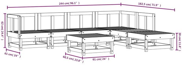vidaXL 7-tlg. Garten-Lounge-Set Kiefernholz Imprägniert 3186409 Bild 8