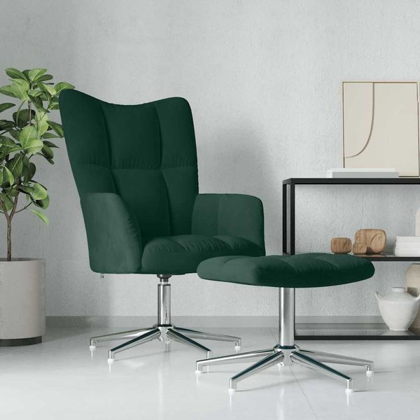 vidaXL Relaxsessel mit Hocker Dunkelgrün Samt [328130]