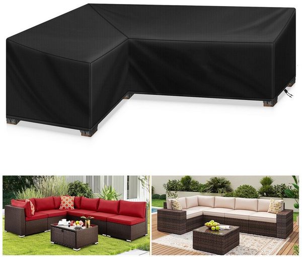 Sunicol Gartenmöbel-Schutzhülle L-Form Wasserdicht Oxford Gewebe Abdeckung Gartenmöbel Schutzhülle, Outdoor Couch Ecklounge Abdeckung Loungemöbel